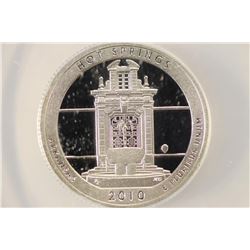 2010-S SILVER HOT SPRINGS N.P. QUARTER ANACS PR70