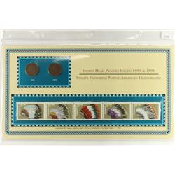 1890 & 1891 INDIAN HEAD CENTS AND STAMPS ON