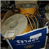 Image 1 : 2 BOXES OF YELLOW WELDING ROD, ROUTER, AND SHOP SUPPLIES