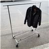 Image 1 : ROLLING CLOTHING RACK AND 2 JACKETS