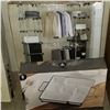 Image 2 : CLOSET ORGANIZER, ADJUSTABLE GARMET RACK, AND 6 PIECE ENTERTAINMENT SET