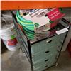 Image 2 : 4 BASKET METAL STORAGE ORGANIZER AND NEW GARDEN HOSE