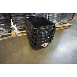 5 BLACK INTERLOCKING LID STACKING STORAGE TOTES