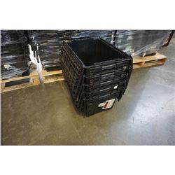 5 BLACK INTERLOCKING LID STACKING STORAGE TOTES