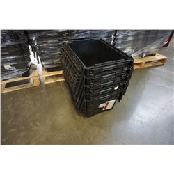 5 BLACK INTERLOCKING LID STACKING STORAGE TOTES