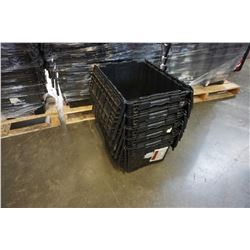 5 BLACK INTERLOCKING LID STACKING STORAGE TOTES