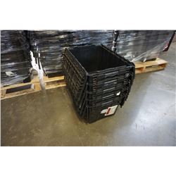 5 BLACK INTERLOCKING LID STACKING STORAGE TOTES