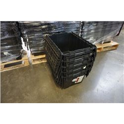 5 BLACK INTERLOCKING LID STACKING STORAGE TOTES