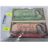 Image 2 : 4 CANADIAN BILLS 1954 $1, 1954 $2, 1973 $1, 1974 $2