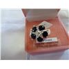 Image 2 : STERLING SILVER GENUINE 1/45CT/10 SAPPHIRES BLUE AND WHITE SAPPHIRE CLUSTER RING SIZE 6.75 W/ APPRAI