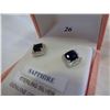 Image 3 : STERLING SILVER 4mm GENUINE 0.84CTS SAPPHIRE AND CZ EARRINGS W/ APPRAISAL $500