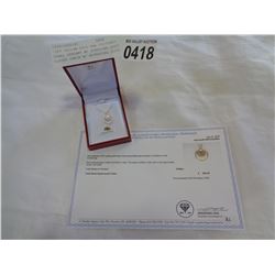 10KT YELLOW GOLD 6mm CULTURED PEARL PENDANT W/ STERLING GOLD PLATED CHAIN W/ APPRAISAL $500