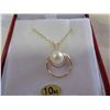 Image 2 : 10KT YELLOW GOLD 6mm CULTURED PEARL PENDANT W/ STERLING GOLD PLATED CHAIN W/ APPRAISAL $500