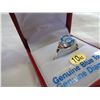 Image 3 : 10KT WHITE GOLD 8x6mm GENUINE 1.5 BLUE TOPAZ AND 0.02CT DIAMOND RING W/ APPRAISAL $1200