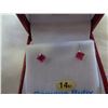 Image 2 : 14KT WHITE GOLD 3mm GENUINE 0.36CT RUBY STUD EARRINGS W/ APPRAISAL $300