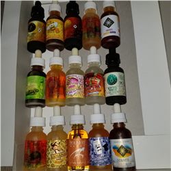 15 BOTTLES OF VARIETY 30ML E VAPE JUICE RETAIL $20EA