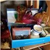 Image 3 : LOT OF COLOURED GLASS CARNIVAL GLASS, AND BRASS WARE