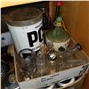 Image 3 : LOT OF CARVED WOOD FIGURES AND VINTAGE GLASS BOTTLES