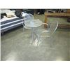 Image 2 : SMALL ROUND METAL PATIO AND 2 STACKING CHAIRS