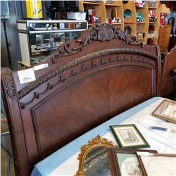 ASHLEY FLOOR MODEL KING SIZE CARVED SLEIGH HEAD BOARD/FOOTBOARD ONLY - NO RAILS