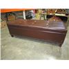 Image 1 : BROWN LEATHER STORAGE FOOTSTOOL W/ BRASS STUDS