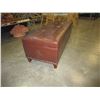 Image 2 : BROWN LEATHER STORAGE FOOTSTOOL W/ BRASS STUDS