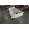 Image 3 : MODERN SINGLE SIZE WHITE AND ESPRESSO BED FRAME WITH STORAGE