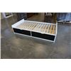 Image 1 : MODERN SINGLE SIZE WHITE AND ESPRESSO BED FRAME WITH STORAGE