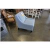 Image 2 : NEW VAN GOGH DESIGN BRITTANY OCCASIONAL CHAIR, ARROWHEAD INDIGO FABRIC W/ HICKORY LEGS, HAND CRAFTED
