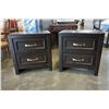 Image 2 : ASHLEY FLOOR MODEL 2 DRAWER DARK FINISH NIGHTSTANDS - RETAIL $249