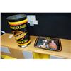 Image 1 : VINTAGE CANUCKS GARBAGE CAN AND ET SERVING TRAY