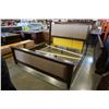 Image 1 : AHSLEY FLOOR MODEL UPHOLSTED KING SIZE SLEIGH BEDFRAME W/ NIGHT STAND - NIGHTSTAND CHIPPED, RETAIL $