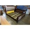Image 2 : AHSLEY FLOOR MODEL UPHOLSTED KING SIZE SLEIGH BEDFRAME W/ NIGHT STAND - NIGHTSTAND CHIPPED, RETAIL $