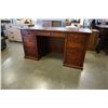 Image 1 : NEW SOLID MAPLE 7 DRAWER OFFICE DESK, FINISHED BACK, DOVETAILED DRAWERS, EXTENSION DRAWER GLIDES, AN