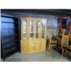 Image 1 : 2 PIECE OAK DISPLAY CABINET W/ BEVELLED GLASS PANELS