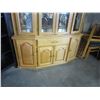 Image 2 : 2 PIECE OAK DISPLAY CABINET W/ BEVELLED GLASS PANELS