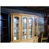 Image 3 : 2 PIECE OAK DISPLAY CABINET W/ BEVELLED GLASS PANELS