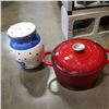 Image 1 : CAST IRON CROCK POT W/ LID AND COOKIE JAR