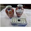 Image 1 : 2 EASTERN VASES AND BLUE AND WHITE VASE