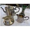 Image 1 : SILVER LOOK TEA POT SET AND SILVER COATED VASE