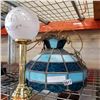 Image 1 : BLUE LEADED GLASS CHANDELIER AND GLOBE CANDLE STICK