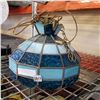 Image 2 : BLUE LEADED GLASS CHANDELIER AND GLOBE CANDLE STICK