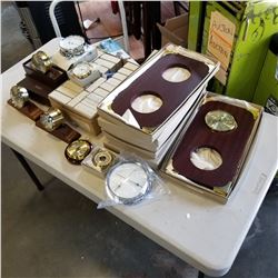 TRAY OF THERMOMETERS, BAROMETERS AND VARIOUS STANDS AND MOUNTS