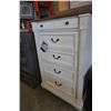 Image 1 : NEW ASHLEY WHITE WITH NATURAL WOOD TOP 5 DRAWER CHEST OF DRAWERS, RETAIL $899