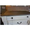 Image 3 : NEW ASHLEY WHITE WITH NATURAL WOOD TOP 5 DRAWER CHEST OF DRAWERS, RETAIL $899