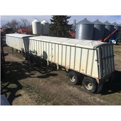 Merrit Lead Grain Trailer and Merrit Pup Grain Trailer with tarps