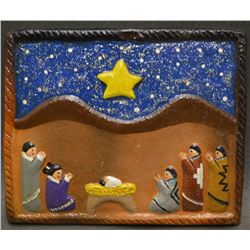 NAVAJO INDIAN POTTERY TILE (MANNYGOATS)