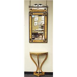 A Biedermeier style "D" shaped console table and 