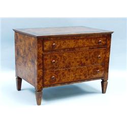 A rare antique French Louis XVI style burl walnut