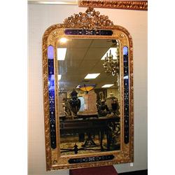 A fine antique French salon mirror. Rectangular f